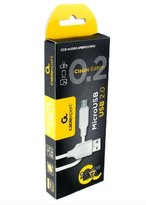 Изображение Кабель соединительный Cablexpert CB-mUSB2-AMBMO2- CLASSIC USB 2.0 A Micro USB 2.0 B белый 1 м