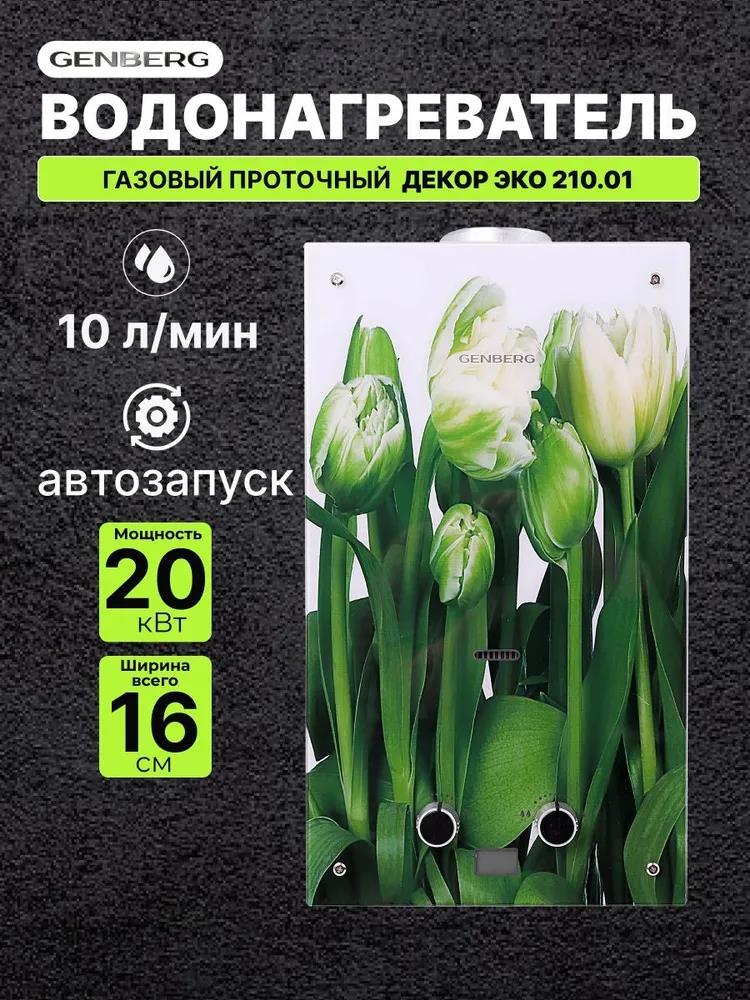 Изображение Водонагреватель проточный (газовые) GENBERG 210.01 ДЕКОР-ЕСО 10 л. Тюльпаны